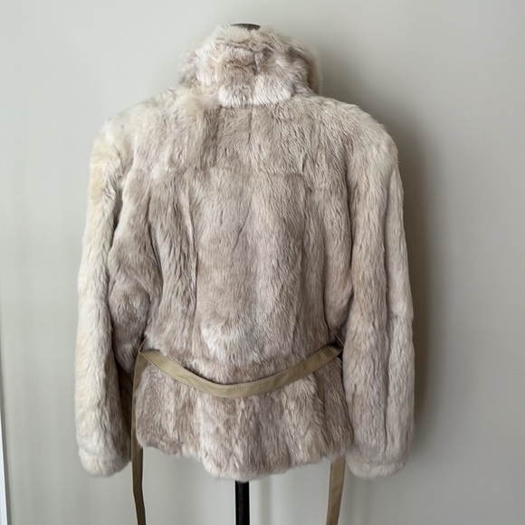 Winter White and Light Taupe Rabbit Coat - Picture 9 of 13